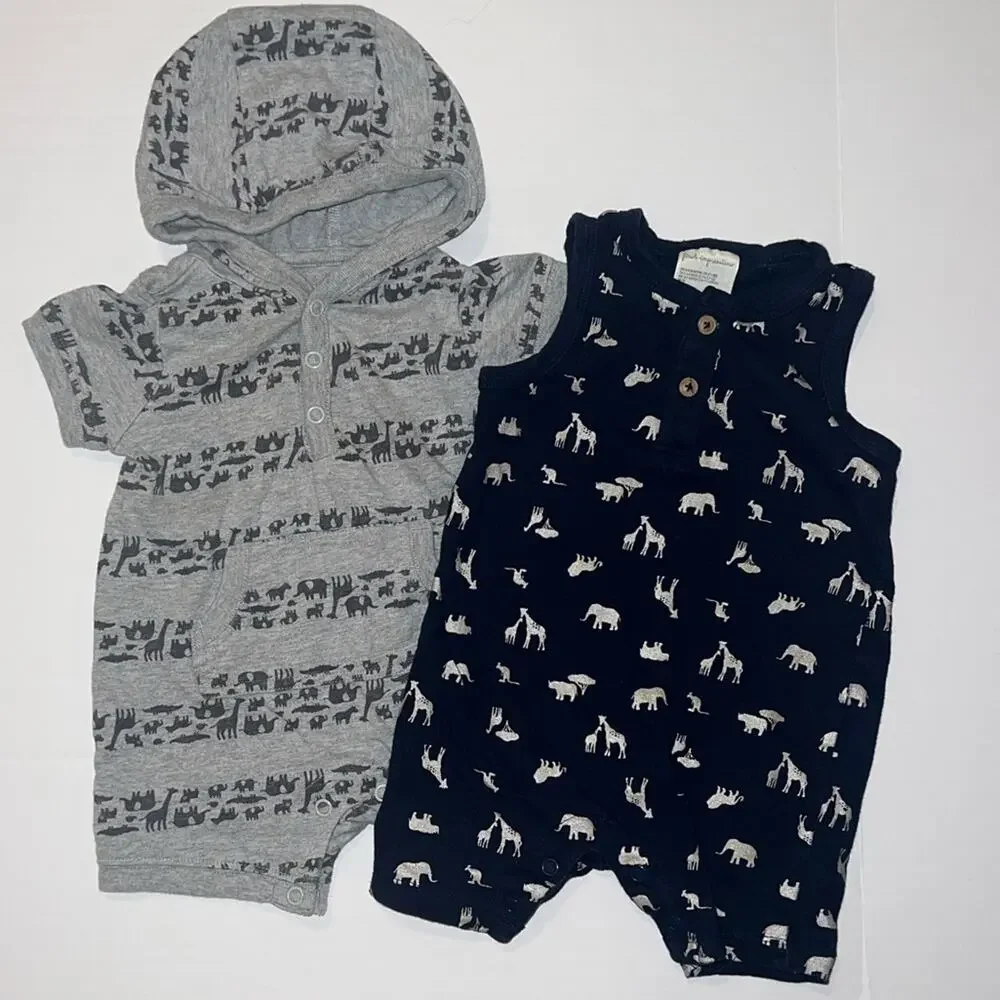 Carter's & First Impressions Safari Rompers - 3M